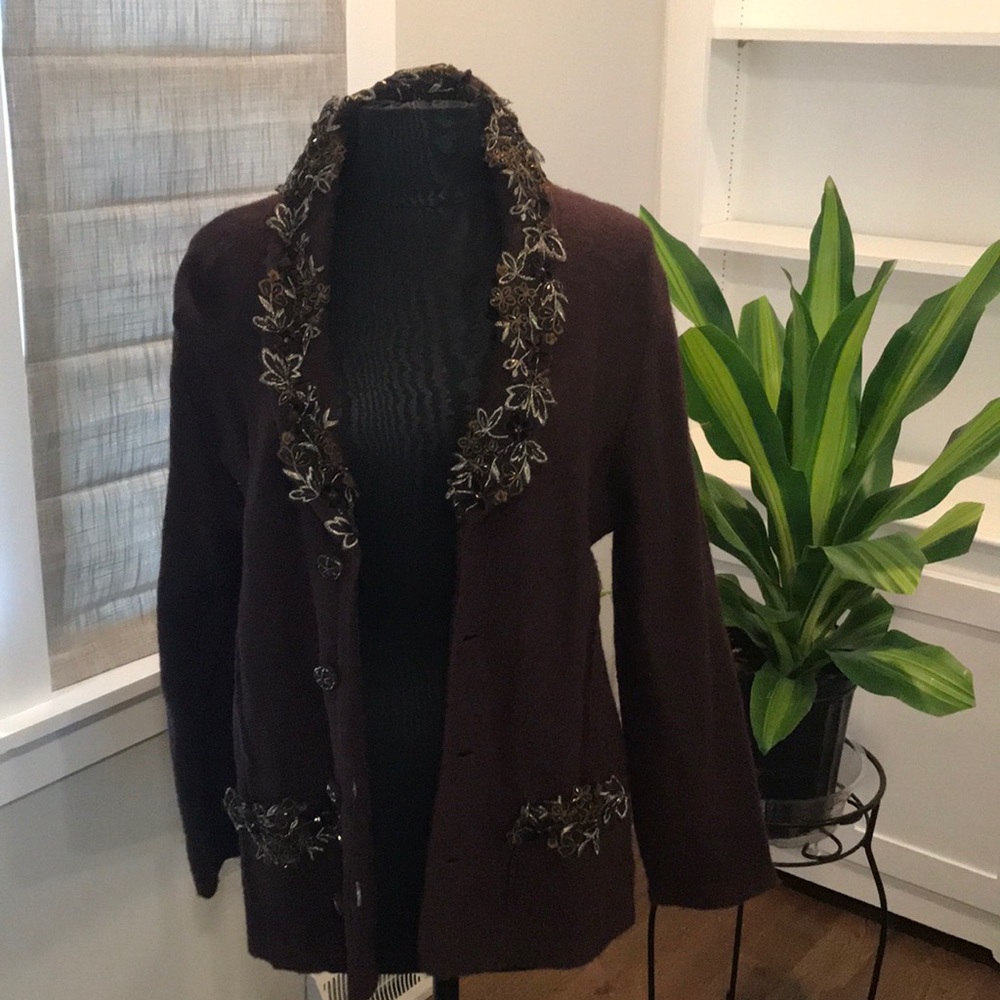 Mandal Bay beaded wool cardigan with buttons XL